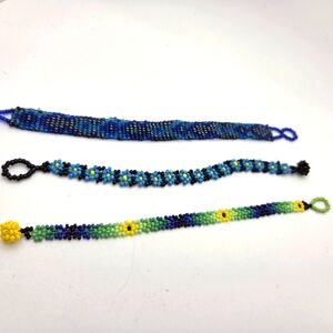 Colorful Beaded Bracelet Trio Handmade
